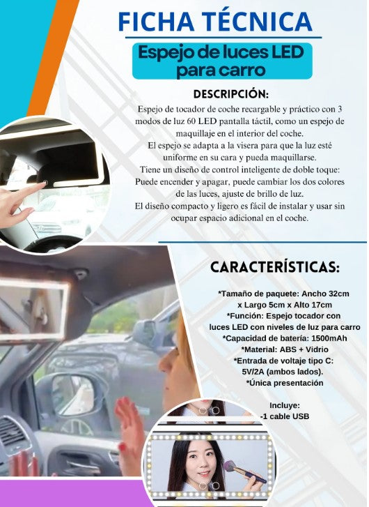 Espejo LED premium para auto